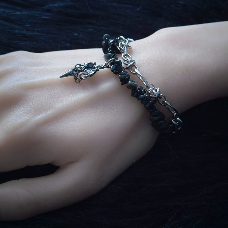 Black Bat and Cross Double Layer Bracelet by Strange Sugar - product view 5