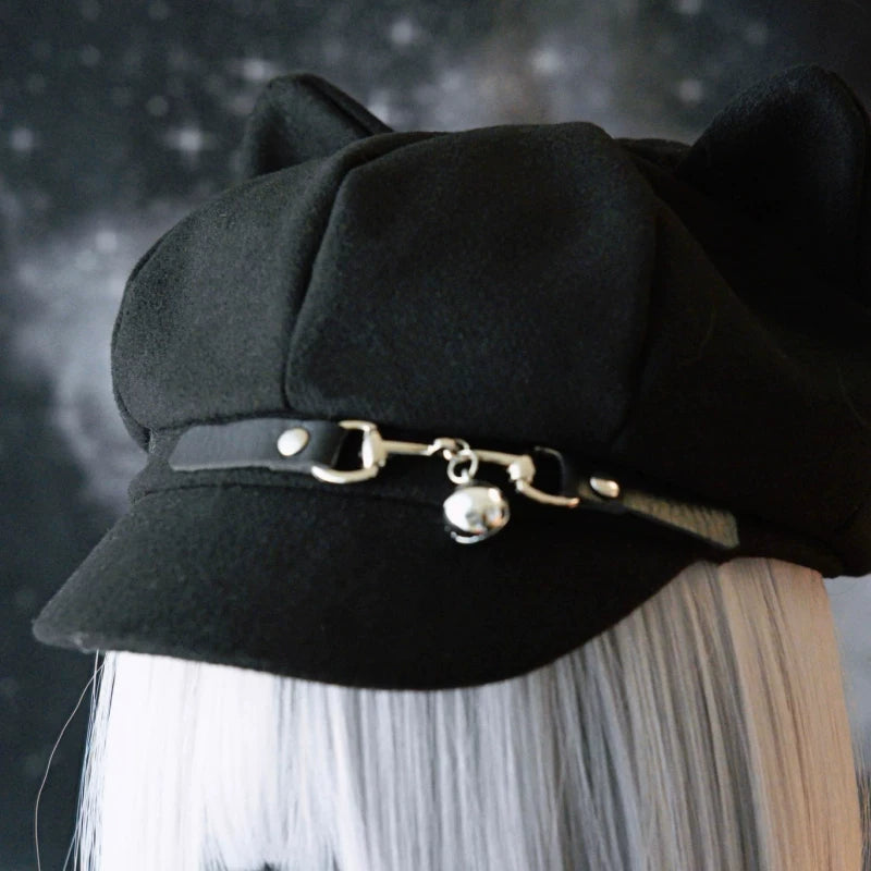 Black Buckle and Bell Beret by Strange Sugar - product view 5