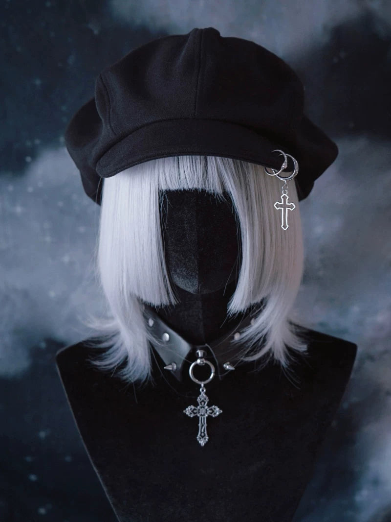 Black Cross Charm Beret by Strange Sugar - product view 3