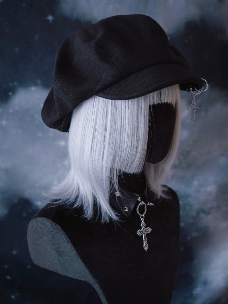 Black Cross Charm Beret by Strange Sugar - product view 4