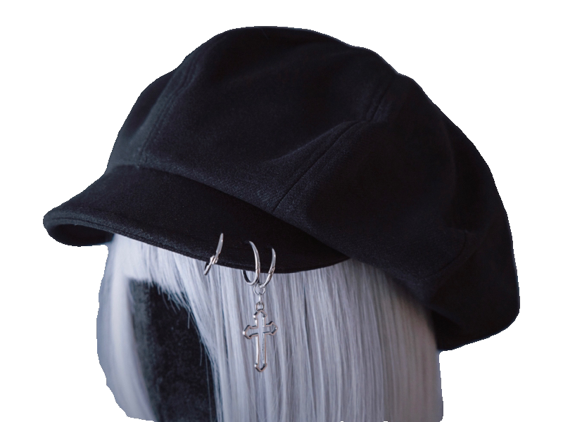 Black Cross Charm Beret by Strange Sugar - product view 5