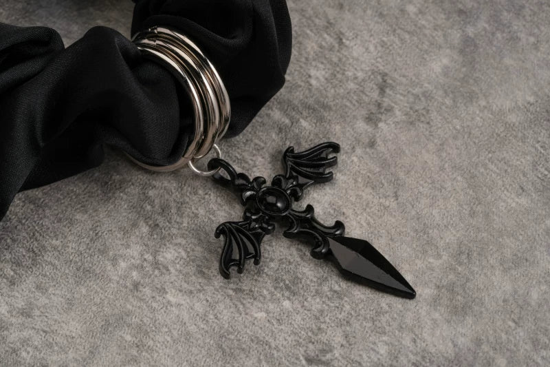 Black Cross Charm Scrunchie by Strange Sugar - product view 4