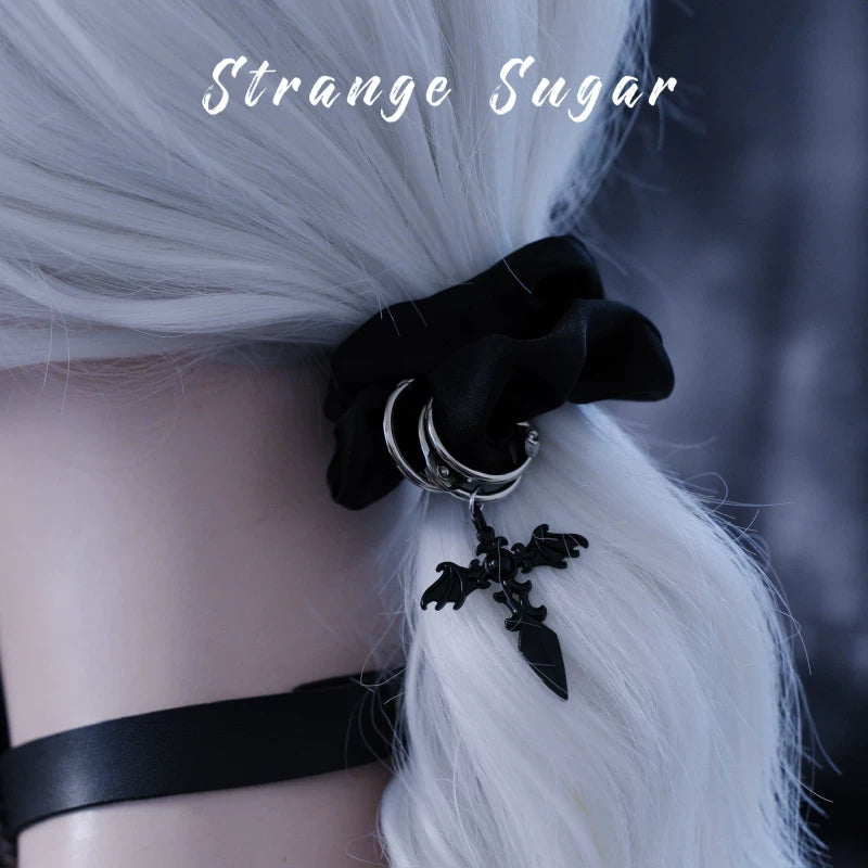 Black Cross Charm Scrunchie by Strange Sugar - product view 6