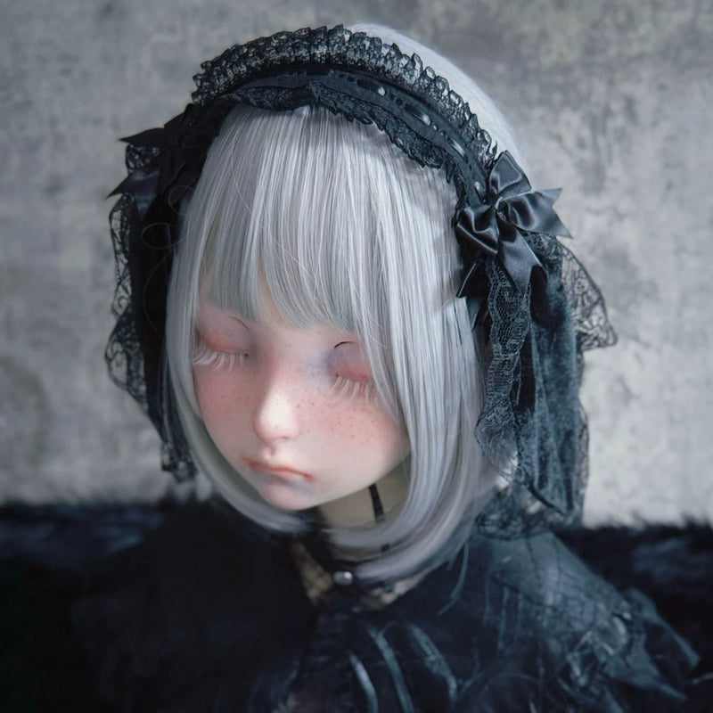 Black Floppy Bunny Ear Lace Ribbon Headband by Strange Sugar - product view 3