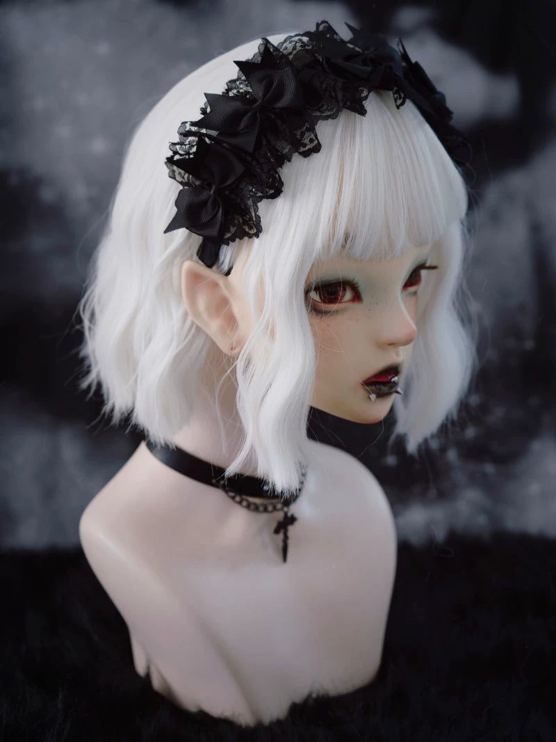 Black Gothic Lace Bow Headband by Strange Sugar - product view 3