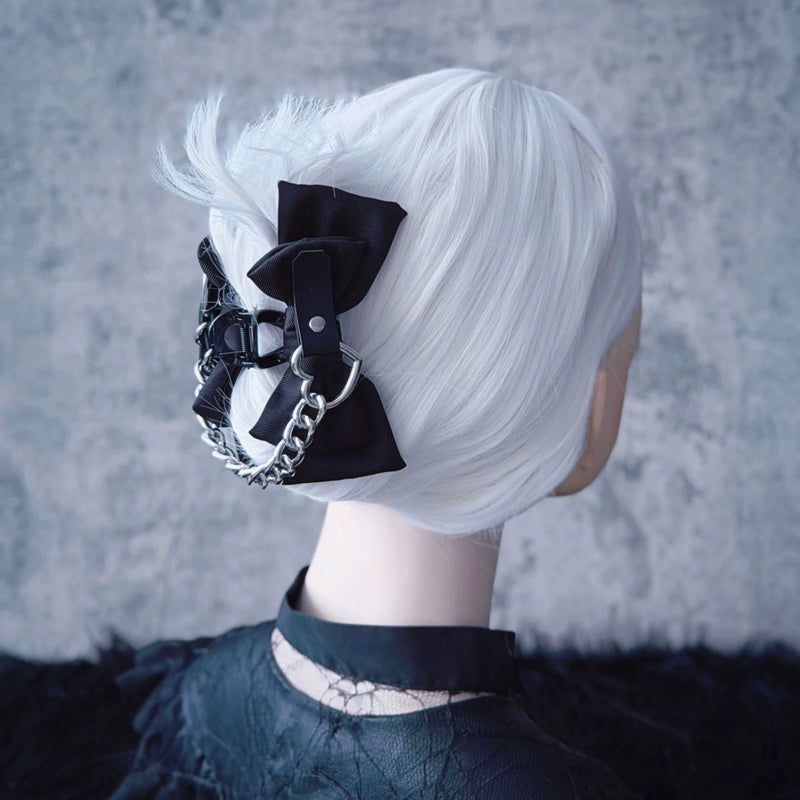 Black Heart Chain Buckle Bow Claw Clip by Strange Sugar - product view 3