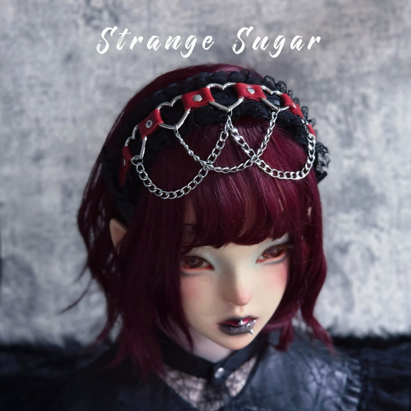 Black Heart Chain Buckle Lace Headband by Strange Sugar - product view 7