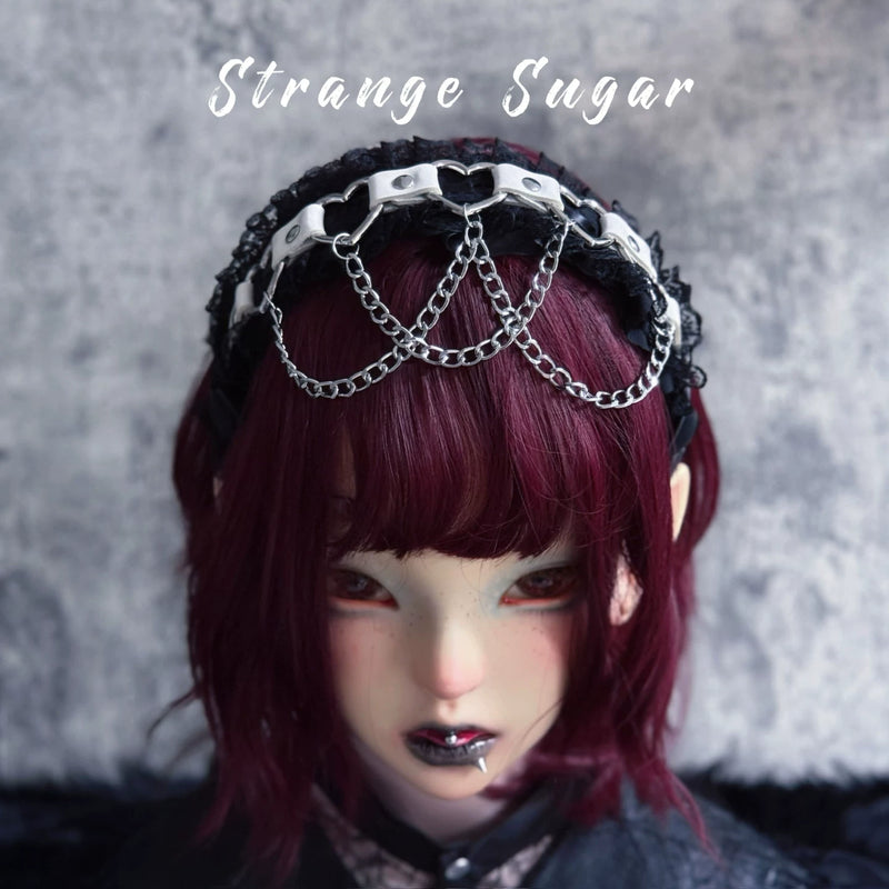 Black Heart Chain Buckle Lace Headband by Strange Sugar - product view 8