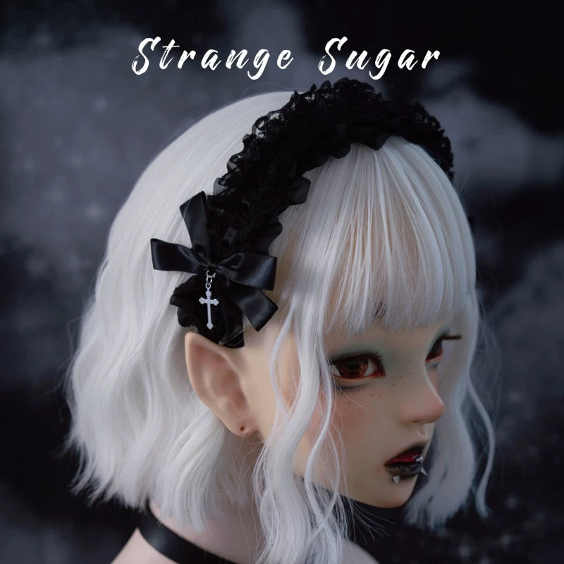 Black Lace Cross Headband by Strange Sugar - product view 6