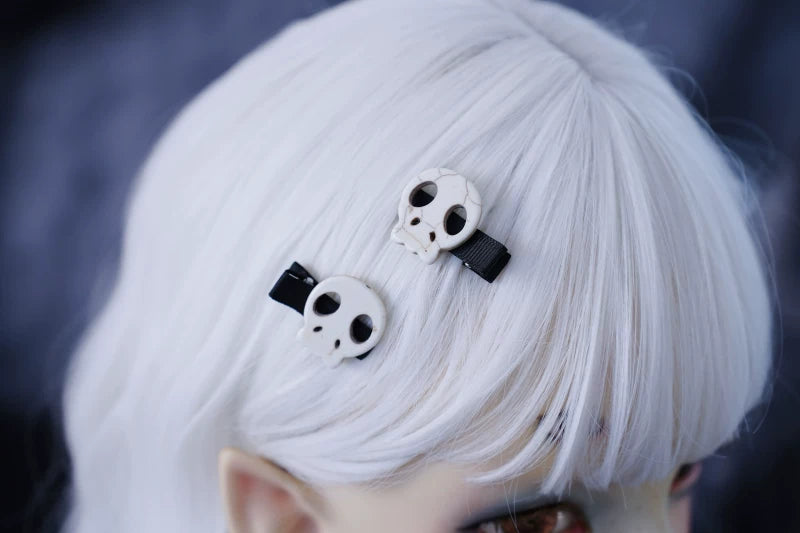 Black Mini Skull Hair Clip Pair by Strange Sugar - product view 3