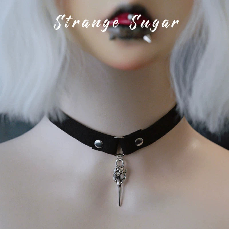Black Narrow Faux Leather Charm Chokers by Strange Sugar - product view 10