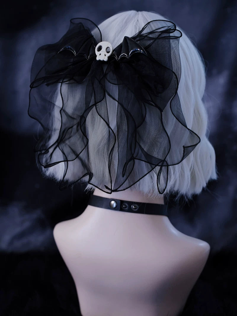 Black Organza Skull Hair Clip by Strange Sugar - product view 3