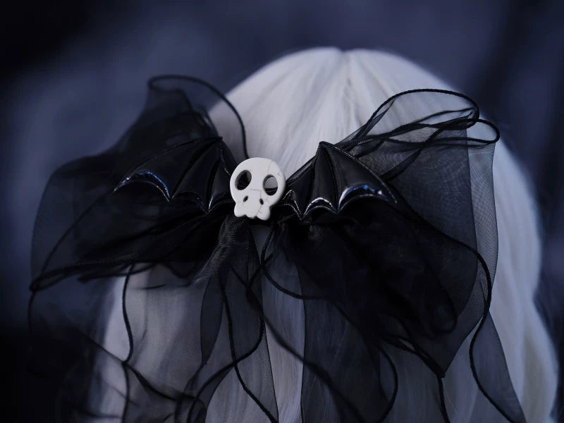 Black Organza Skull Hair Clip by Strange Sugar - product view 4