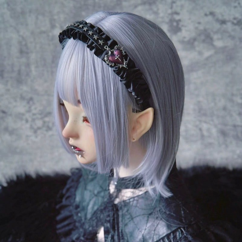 Black Star Buckle Cross Heart Pleated Headband by Strange Sugar - product view 3