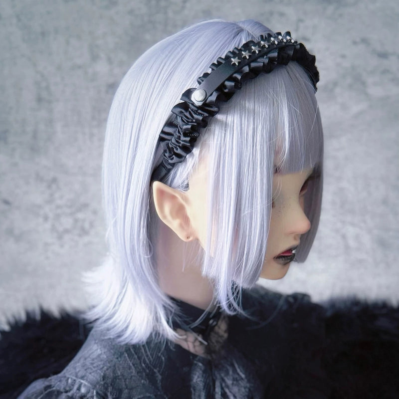 Black Star Buckle Cross Heart Pleated Headband by Strange Sugar - product view 4