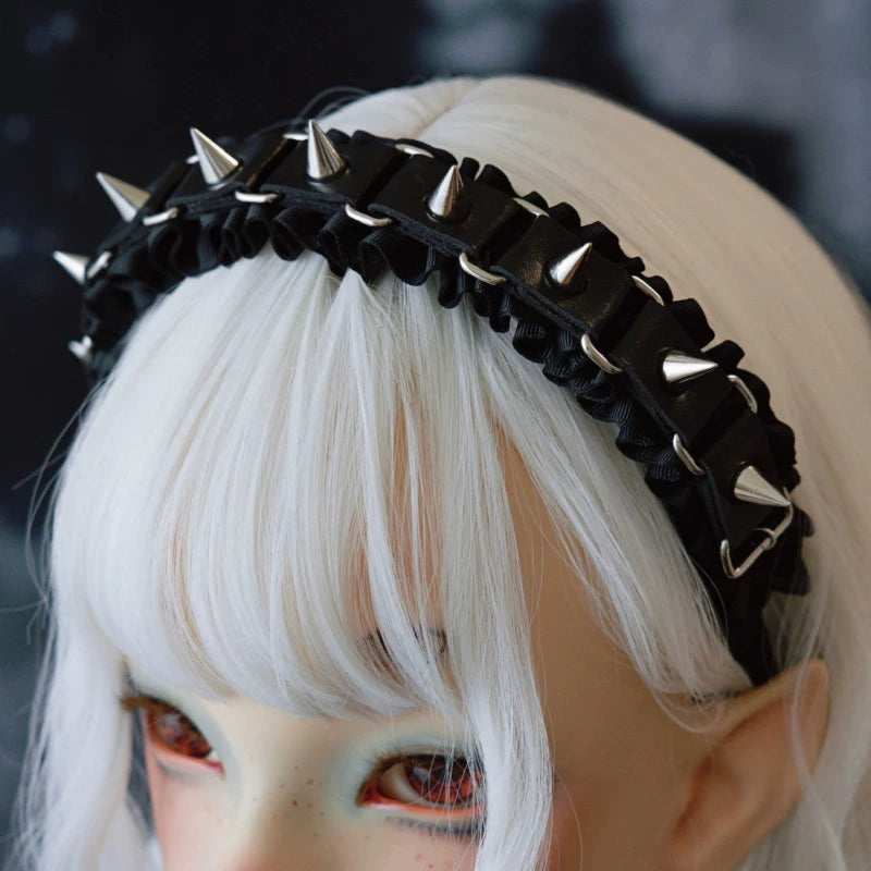 Black Studded Buckle Pleated Headband by Strange Sugar - product view 4