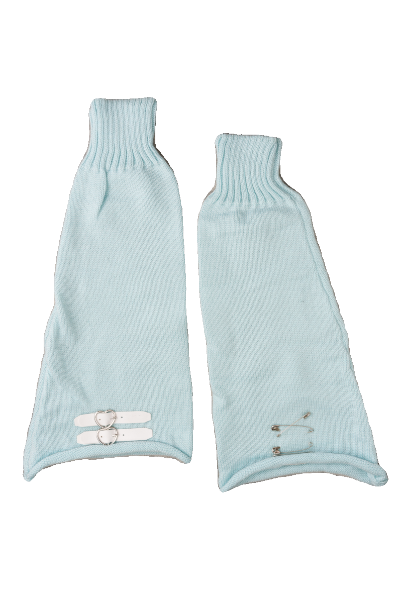 Blue Knit Buckle Leg Warmers by Strange Sugar - product view 5