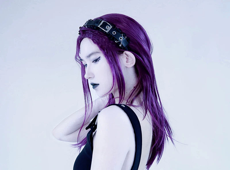 Faux Leather Buckle Pleated Headband Collection by Strange Sugar - product view 3