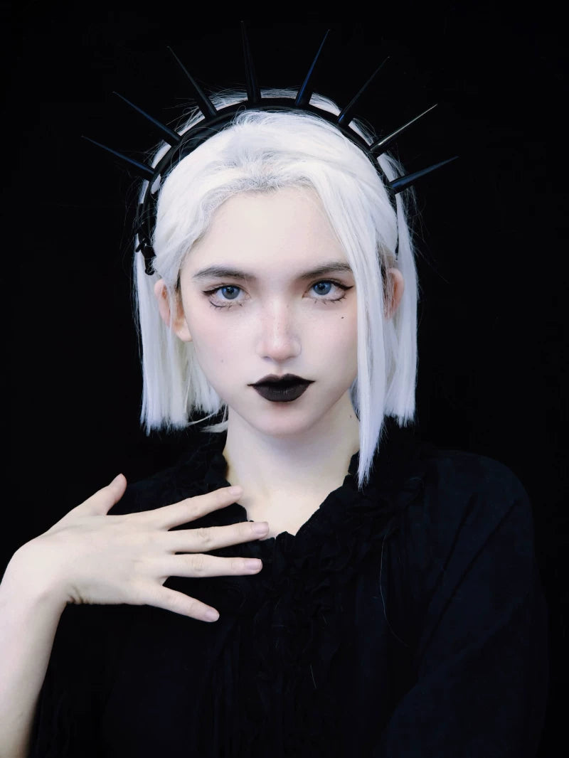 Faux Leather Statement Stud Punk Headband by Strange Sugar - product view 3