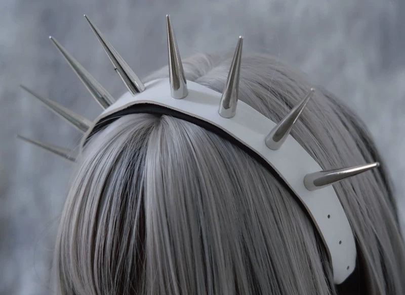 Faux Leather Statement Stud Punk Headband by Strange Sugar - product view 7