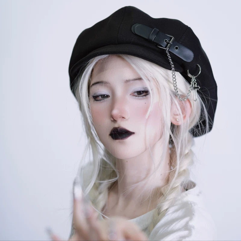 Gothic Buckle Chain Beret and Hat Collection by Strange Sugar - product view 3