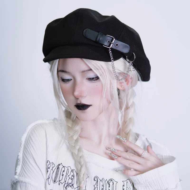 Gothic Buckle Chain Beret and Hat Collection by Strange Sugar - product view 4