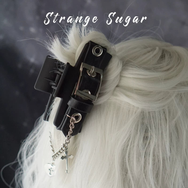 Gothic Buckle Chain Cross Claw Clips by Strange Sugar - product view 6