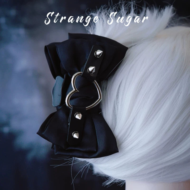 Gothic Cross Chain Safety Pin Bow Claw Clips by Strange Sugar - product view 9