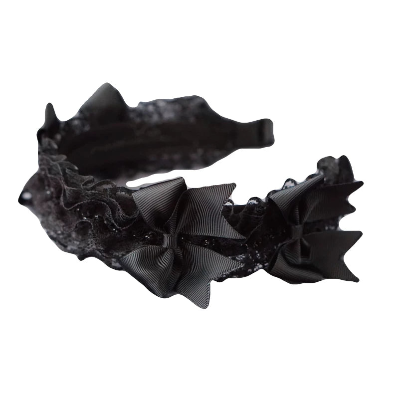 Gothic Lace Bow Headband by Strange Sugar - product view 5