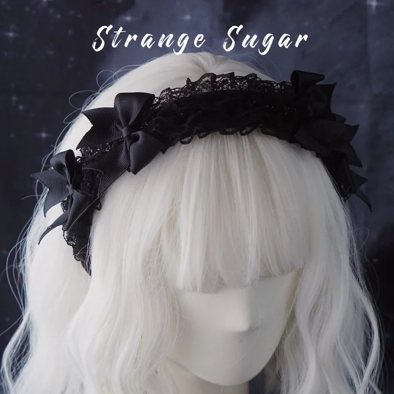 Gothic Lace Bow Headband by Strange Sugar - product view 6