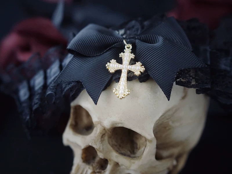 Gothic Lace Cross Choker by Strange Sugar - product view 3