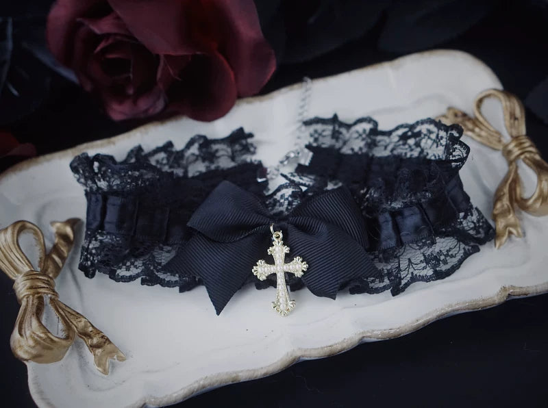Gothic Lace Cross Choker by Strange Sugar - product view 7