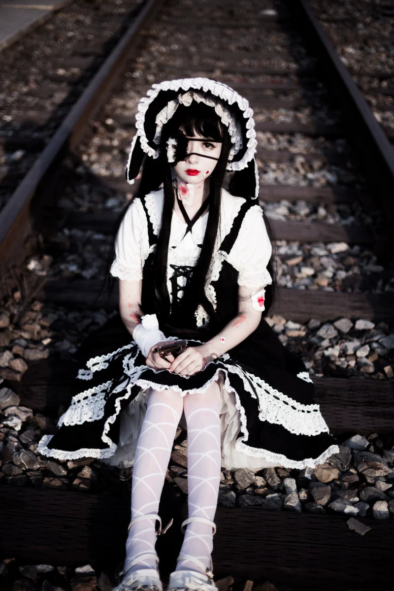 Gothic Skull and White Lace Eye Patches by Strange Sugar - product view 3