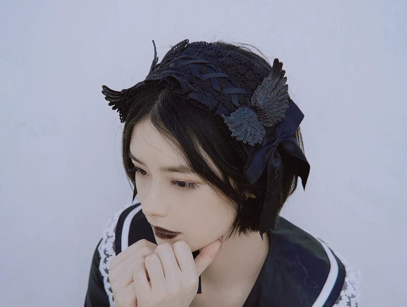 Gothic Winged Lace Headdress Collection by Strange Sugar - product view 4
