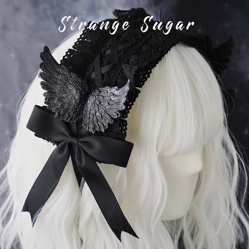 Gothic Winged Lace Headdress Collection by Strange Sugar - product view 6