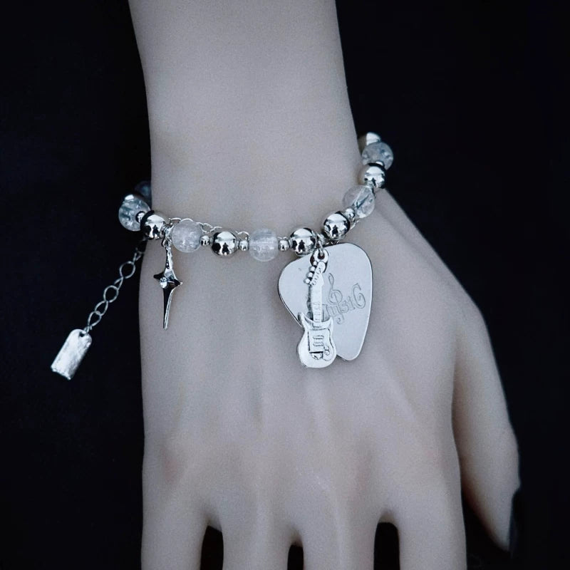 Guitar Pick Beaded Punk Bracelet by Strange Sugar - product view 5