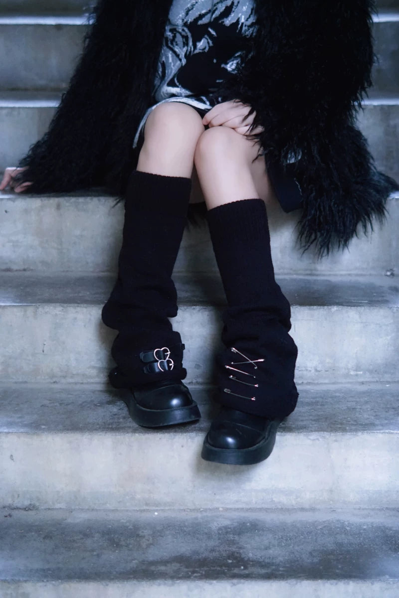 Knit Heart Buckle Leg Warmers by Strange Sugar - product view 3