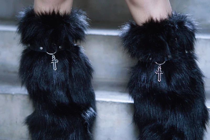 Long Pile Faux Fur Leg Warmers by Strange Sugar - product view 3