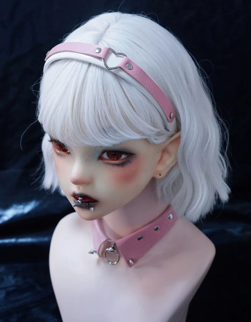 Pink Faux Leather Heart Buckle Headband by Strange Sugar - product view 4