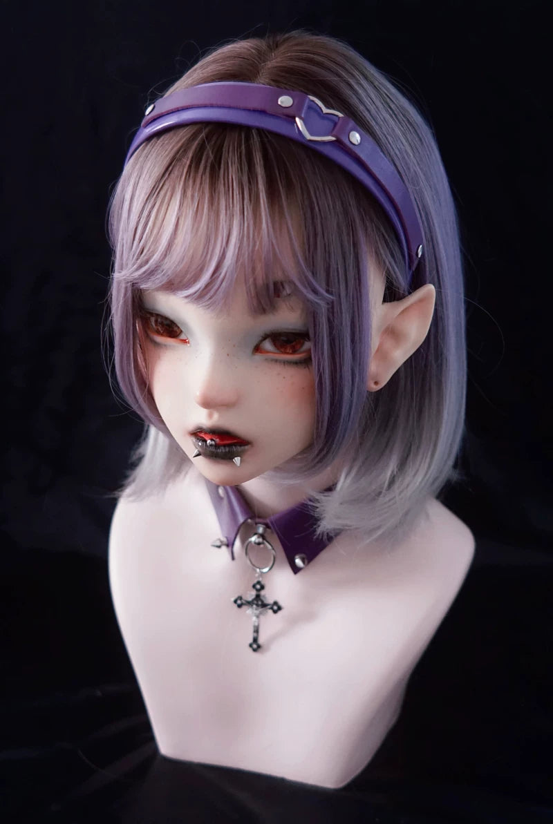 Purple Faux Leather Heart Buckle Headband by Strange Sugar - product view 4