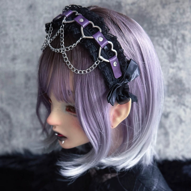 Purple Heart Chain Buckle Lace Headband by Strange Sugar - product view 3