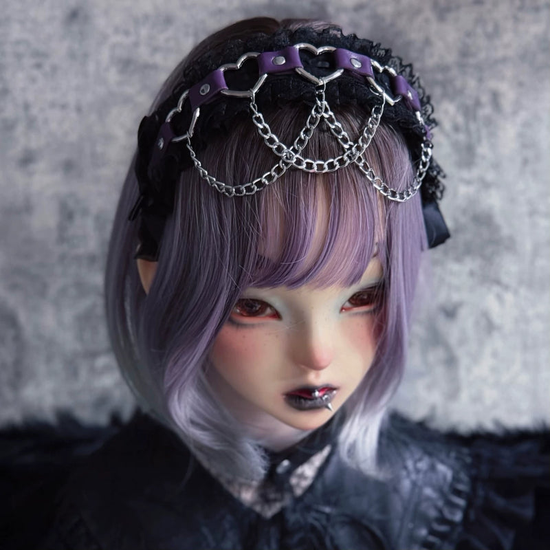 Purple Heart Chain Buckle Lace Headband by Strange Sugar - product view 4