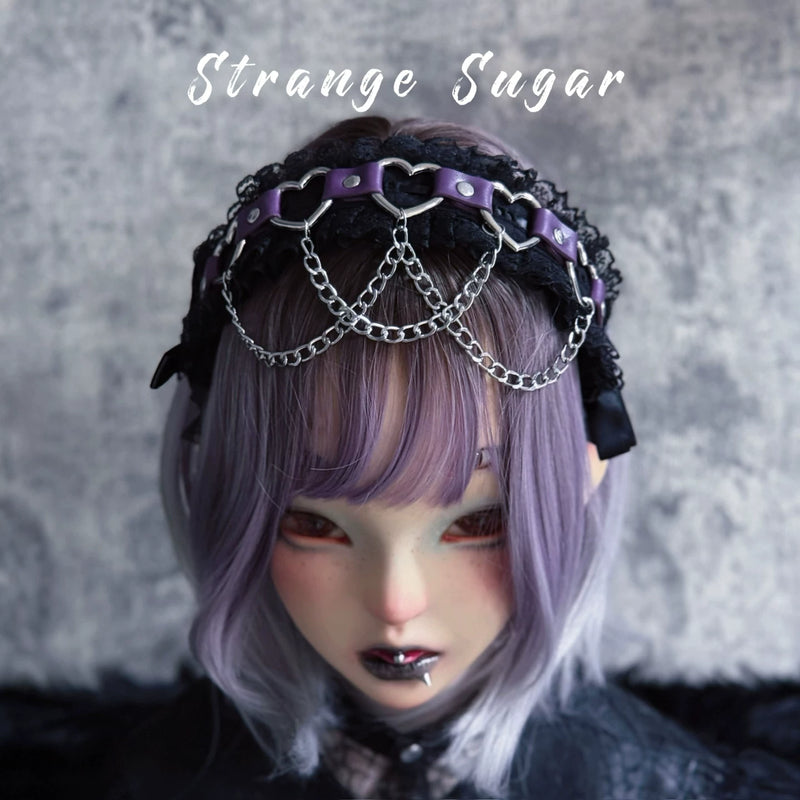 Purple Heart Chain Buckle Lace Headband by Strange Sugar - product view 6