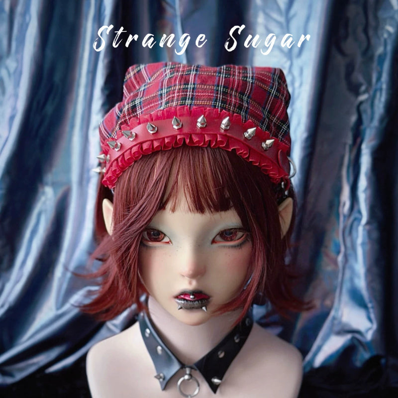 Red and Black Plaid Bandana Headband by Strange Sugar - product view 11