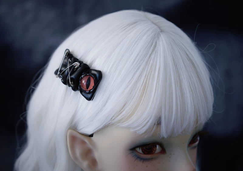 Red Eyeball Bat Pleated Hair Clip by Strange Sugar - product view 4