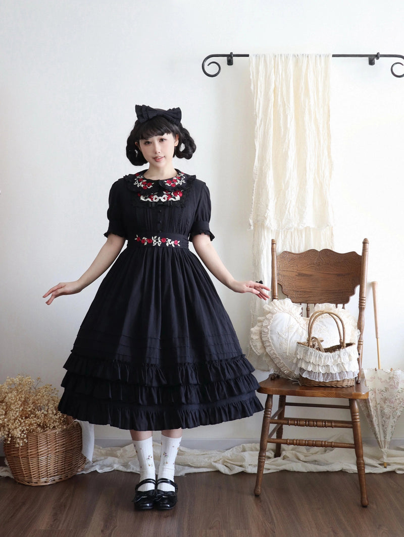 Strawberry Witch Nelly 2.0 Cotton Lolita Dress - Black - Short Sleeve