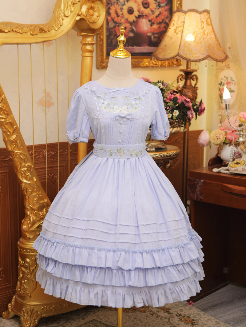 Strawberry Witch Nelly 2.0 Cotton Lolita Dress - Blue - Short Sleeve