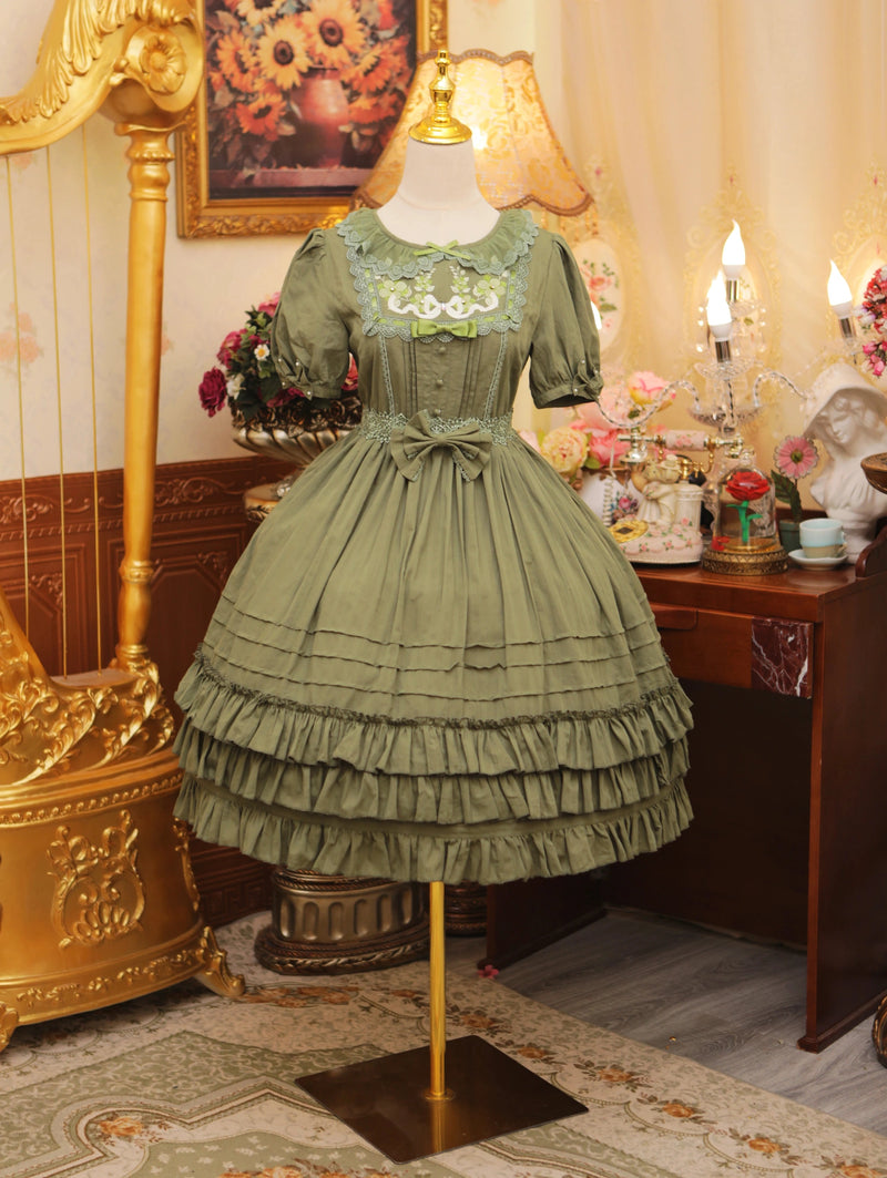 Strawberry Witch Nelly 2.0 Cotton Lolita Dress - Green - Short Sleeve