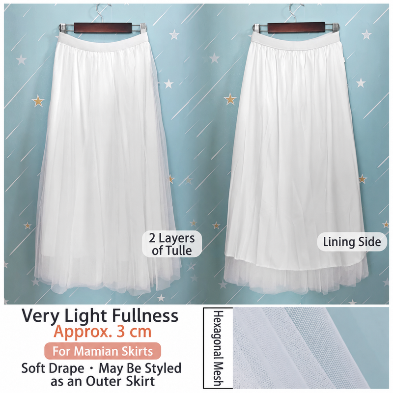 White 80 cm low-volume mamian underlayer, outer and lining sides with hexagonal mesh detail