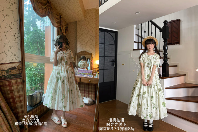 Wind Sleep - Apple Sleep - Cotton Print OP Dress — product photo